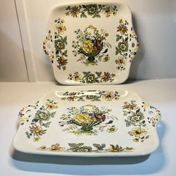 Vintage Mason's Strathmore tab handle cake plate England Patent Ironstone  PATENT ONSTONE  Strathmore  ENGLAND  C 4897  PERMANENT, DETERGENT PROOF DEC