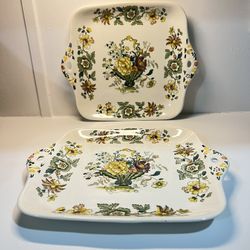 Vintage Mason's Strathmore tab handle cake plate England Patent Ironstone  PATENT ONSTONE  Strathmore  ENGLAND  C 4897  PERMANENT, DETERGENT PROOF DEC