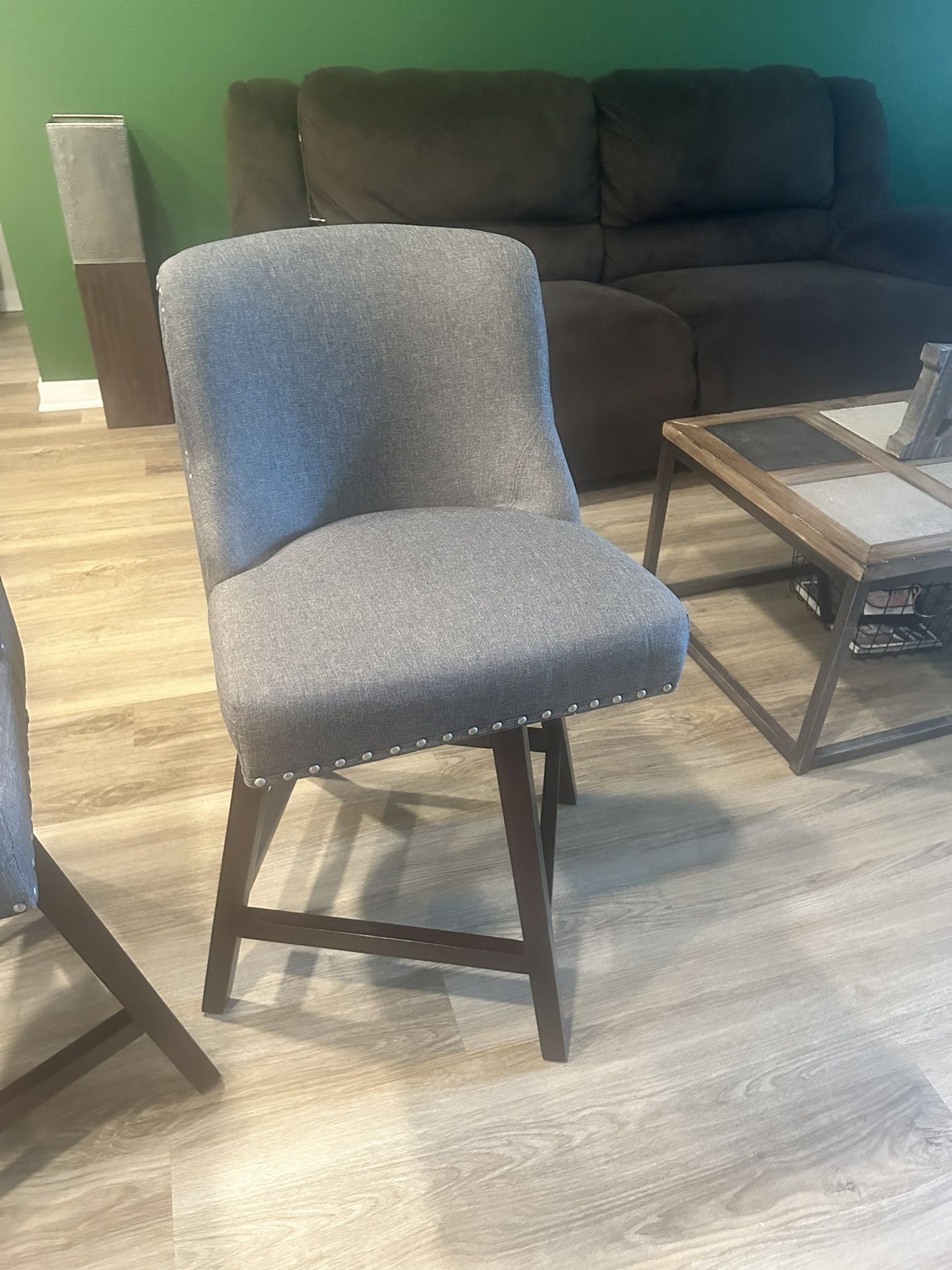 Choute Swivel Upholstered Counter Stool with Solid Wood
