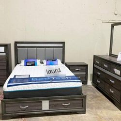 Bedroom Set Queen or King Bed Dresser Nightstand Mirror Chest Options  Luster 