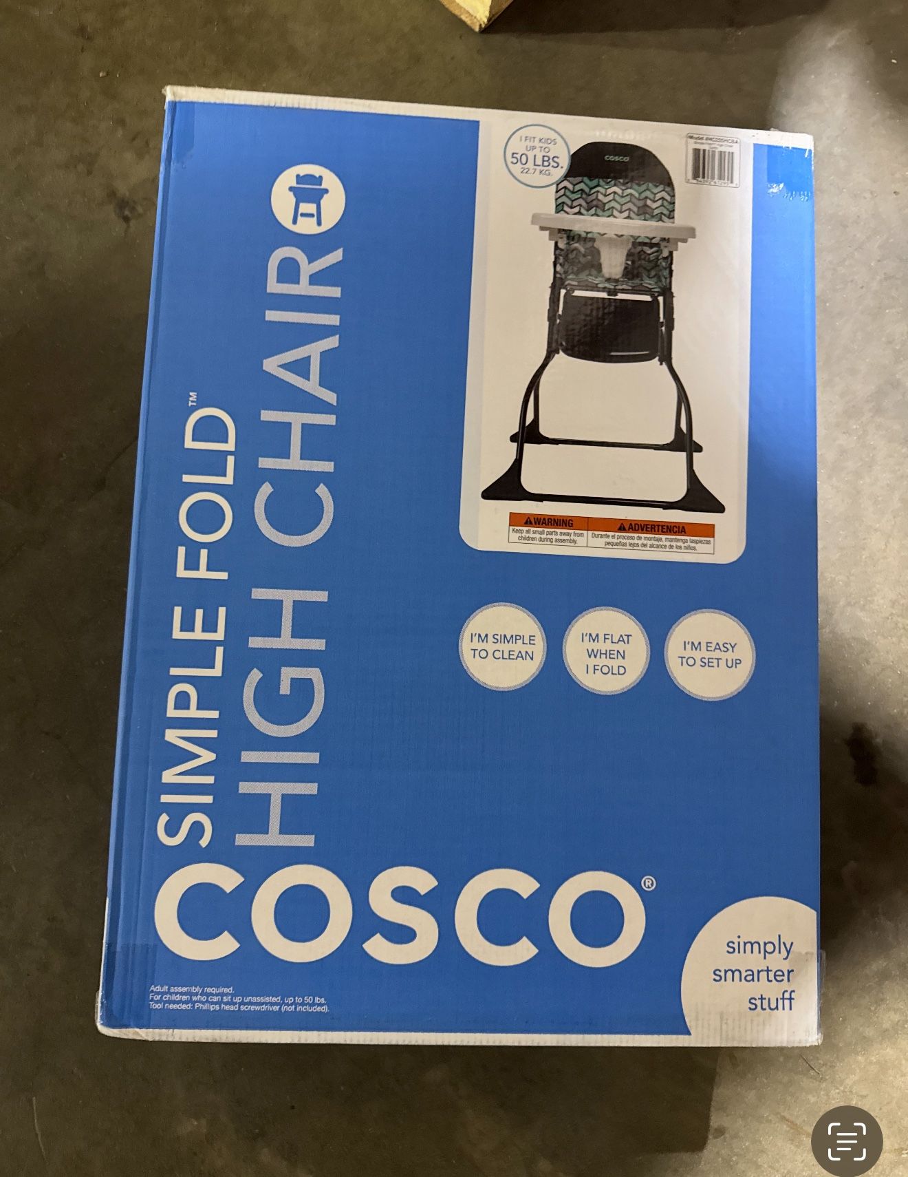 Cosco Kids Simple Fold Full Size High Chair with Adjustable Tray, Spritz