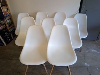 9 Eames-Style Shell Chairs with Wood Legs