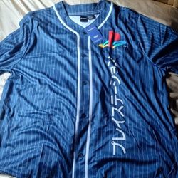 Super Rare PLAYSTATION Logo Button Up Baseball Style Men's Jersey