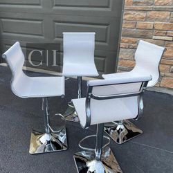 New 4 White Bar Stools 