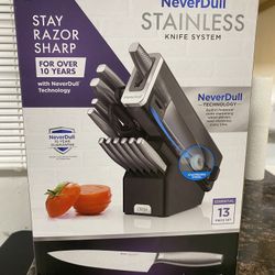 Ninja NeverDull Essential 13pc Stainless Steel Knife System, Built in Sharpener