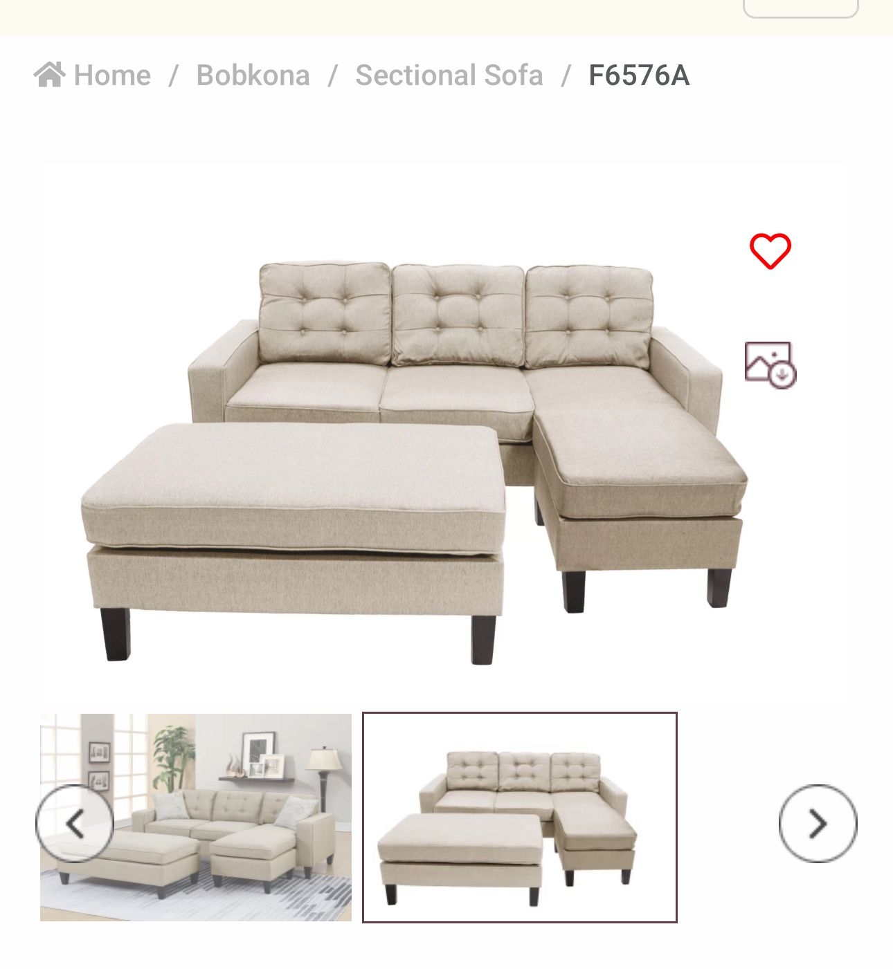$299 Sectional With Ottoman