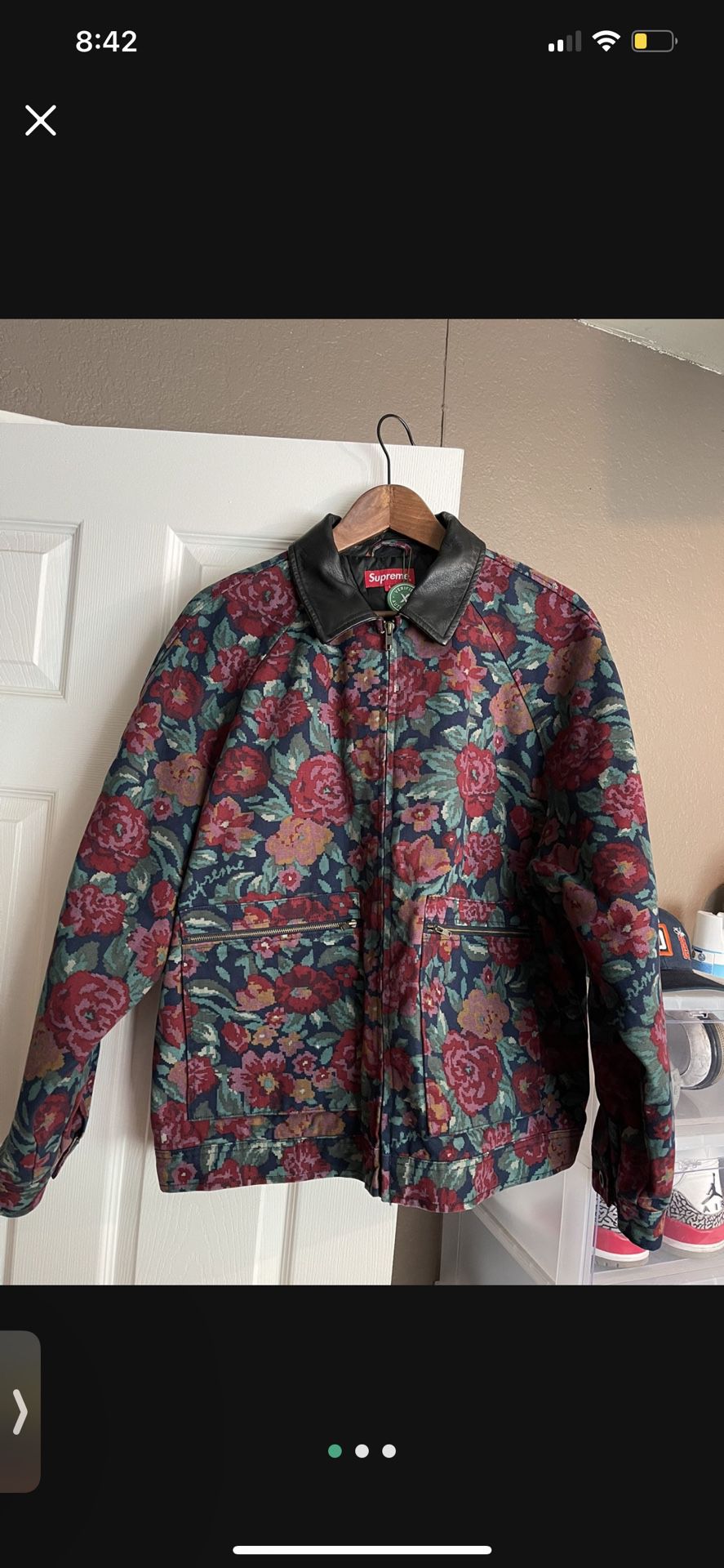Supreme Floral Leather Collar Work Jacket FW20 for Sale in Chula
