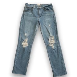 Light Wash Distressed Straight Leg Jeans