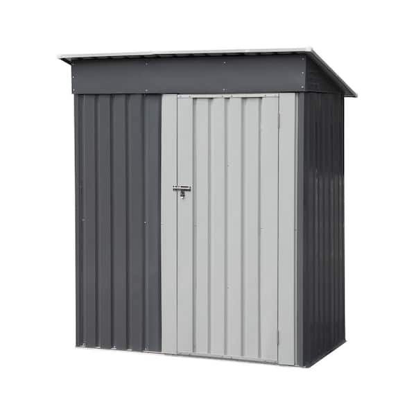 Heavy Duty Metal Shed 5 ft. W x 3 ft. D Gray Outdoor Galvanized Steel Frame Metal Storage Shed, NEW