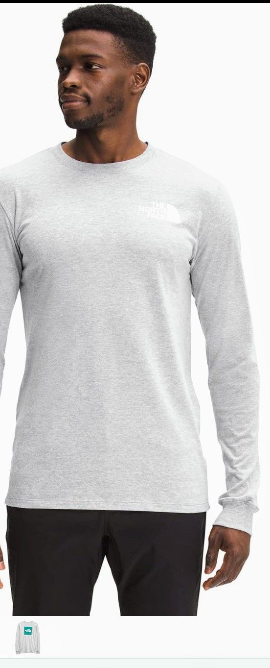 The North Face Mens Grey/Teal Green Long Sleeve Shirt! Large