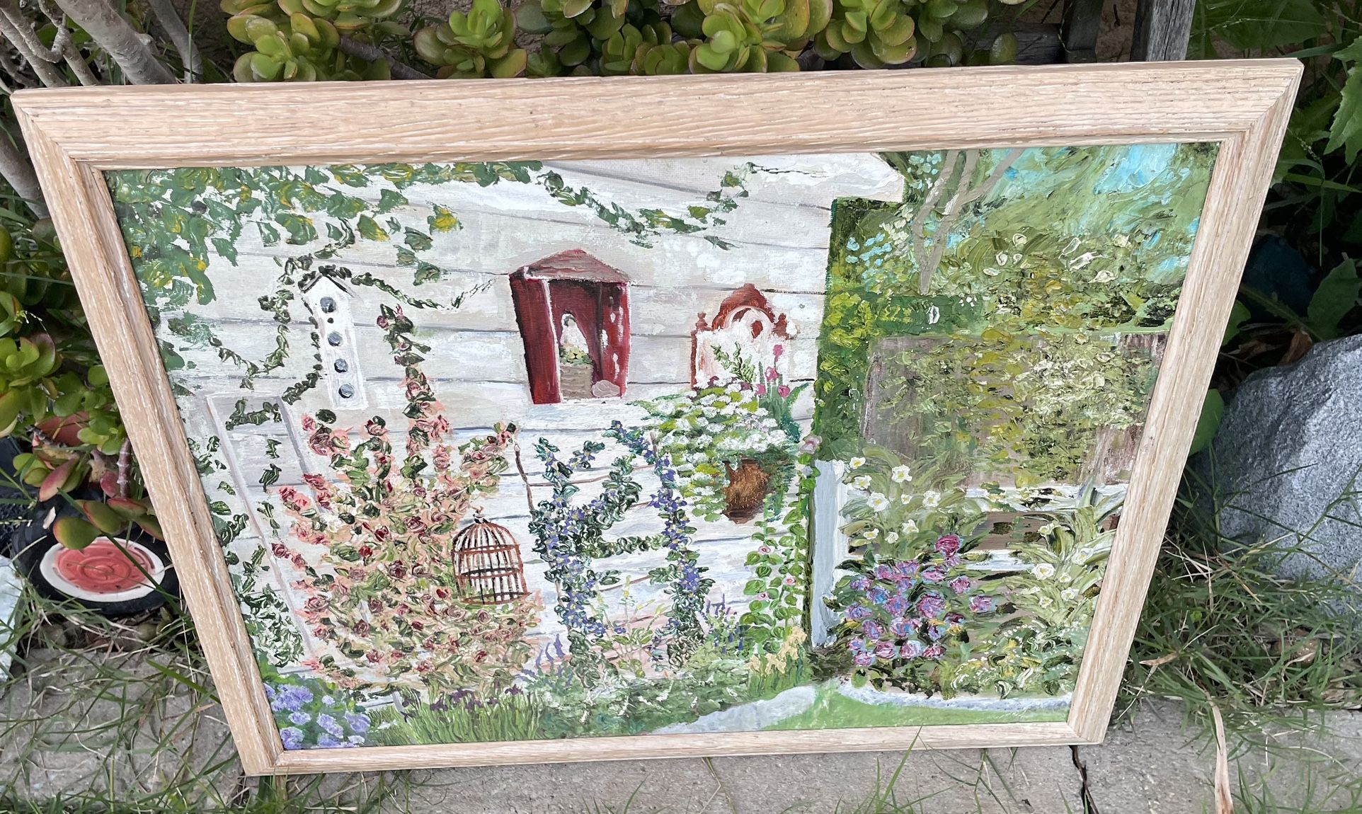 Impressionistic frame picture hand painted. 22x19