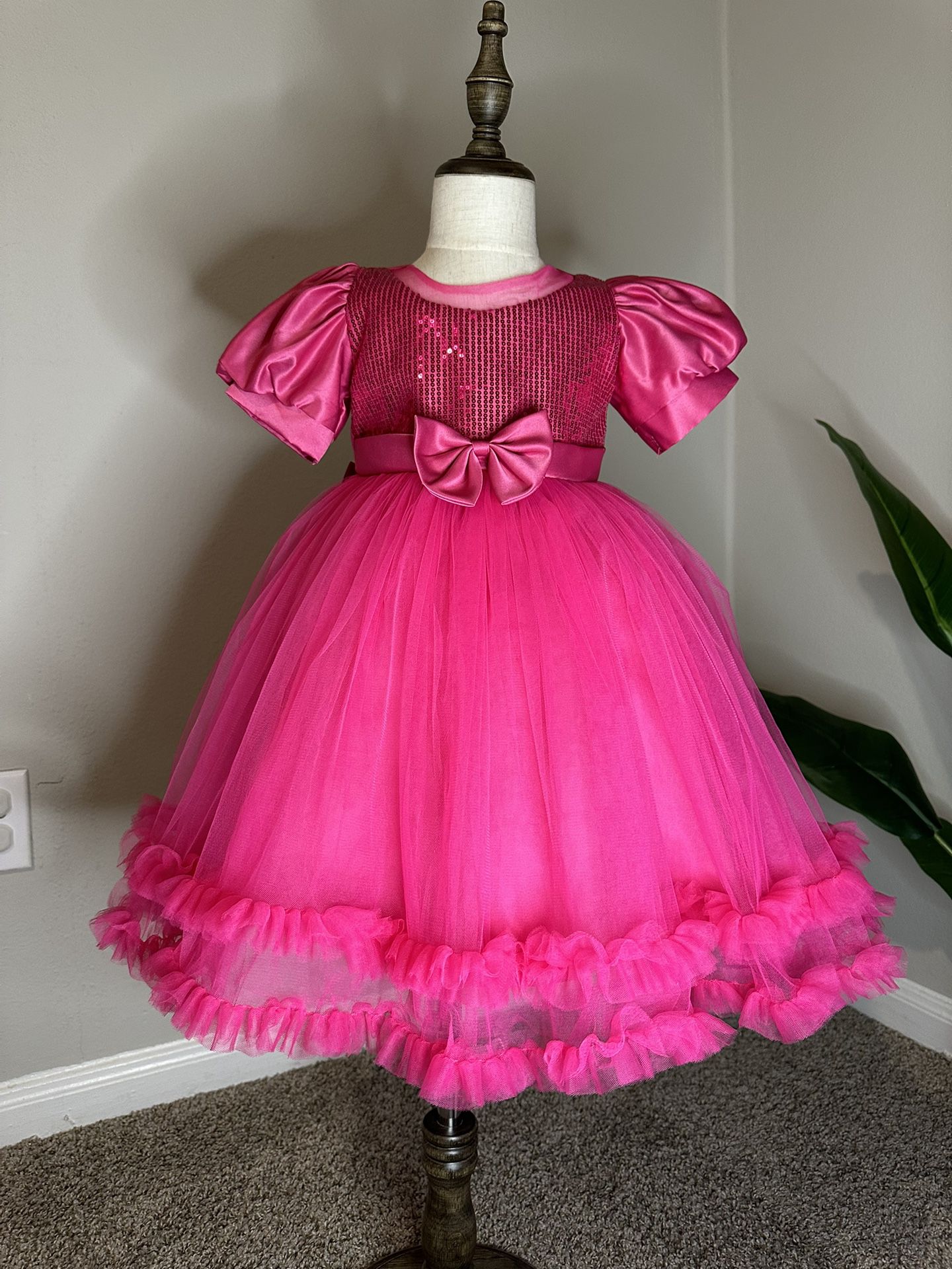 Fuchsia Girl Dress, Princess Style Size 4-5T