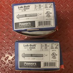 2 Boxes of Powers Fasteners - 05025S-PWR - 1/2" x 2-1/2" Lok-Bolt AS Hex Nut Sleeve Anchor (25/Pkg.)