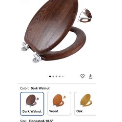 Angel Shield Elongated Wood Toilet Seat with Quiet Close,Easy Clean,Quick-Release Hinges(Elongated,Dark Walnut) NEW SEALED