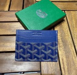 Blue Card Holder White Logo Pattern w/ Green Box