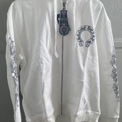 White Chrome Hearts Hoodie Zip Up Size X Large