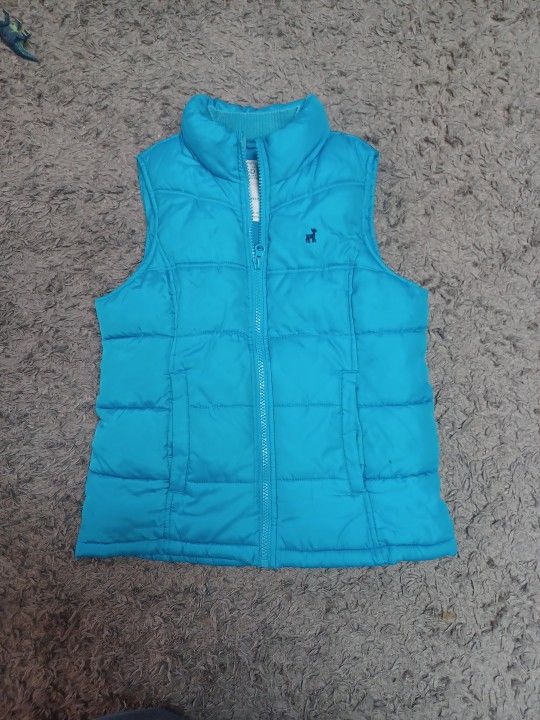 Old Navy Zippered Front Puffer Vest Light Blue Size Medium