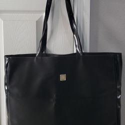 Estee Lauder Black Vinyl Tote/ Beach Bag 19"X16"