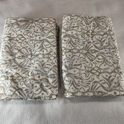 2 White & Silver & Gold Christmas Cotton Tablecloths Table Linens 