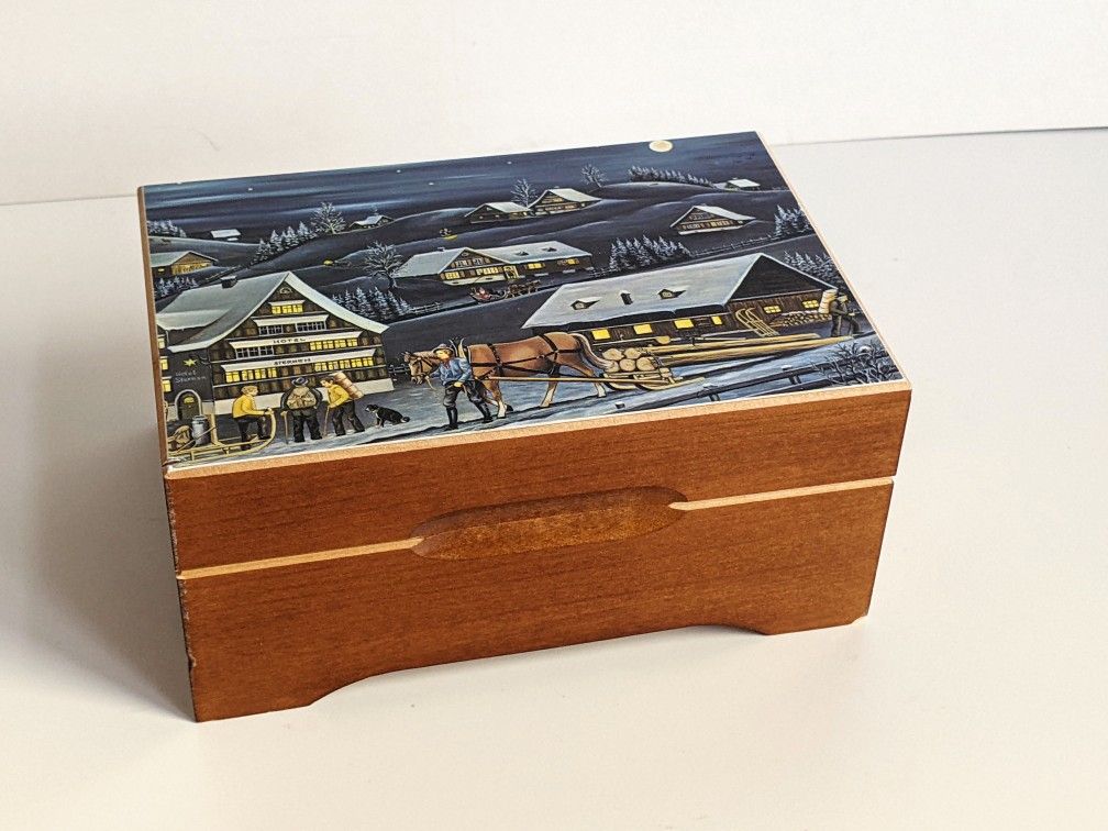 Wood Music & Jewelry Box "What a Wonderful World" Swiss Reuge