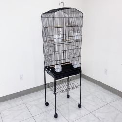 $55 (New) Small to medium bird cage 60” tall parrot parakeet cockatiel bird cage 18x14x60” rolling stand 