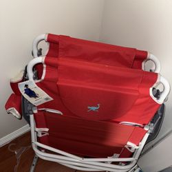 Ostrich On-Your-Back Outdoor Reclining Beach Pool Camping Chair, Red