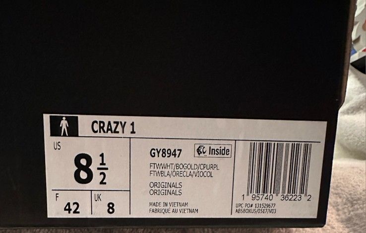 Adidas crazy 1 Kobe "Lakers Home"