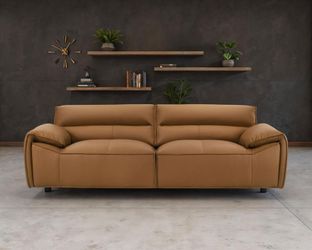 Orange Top Grain Leather Sofa Couch Sala Sofá Cuero Muebles Venta Furniture Sale