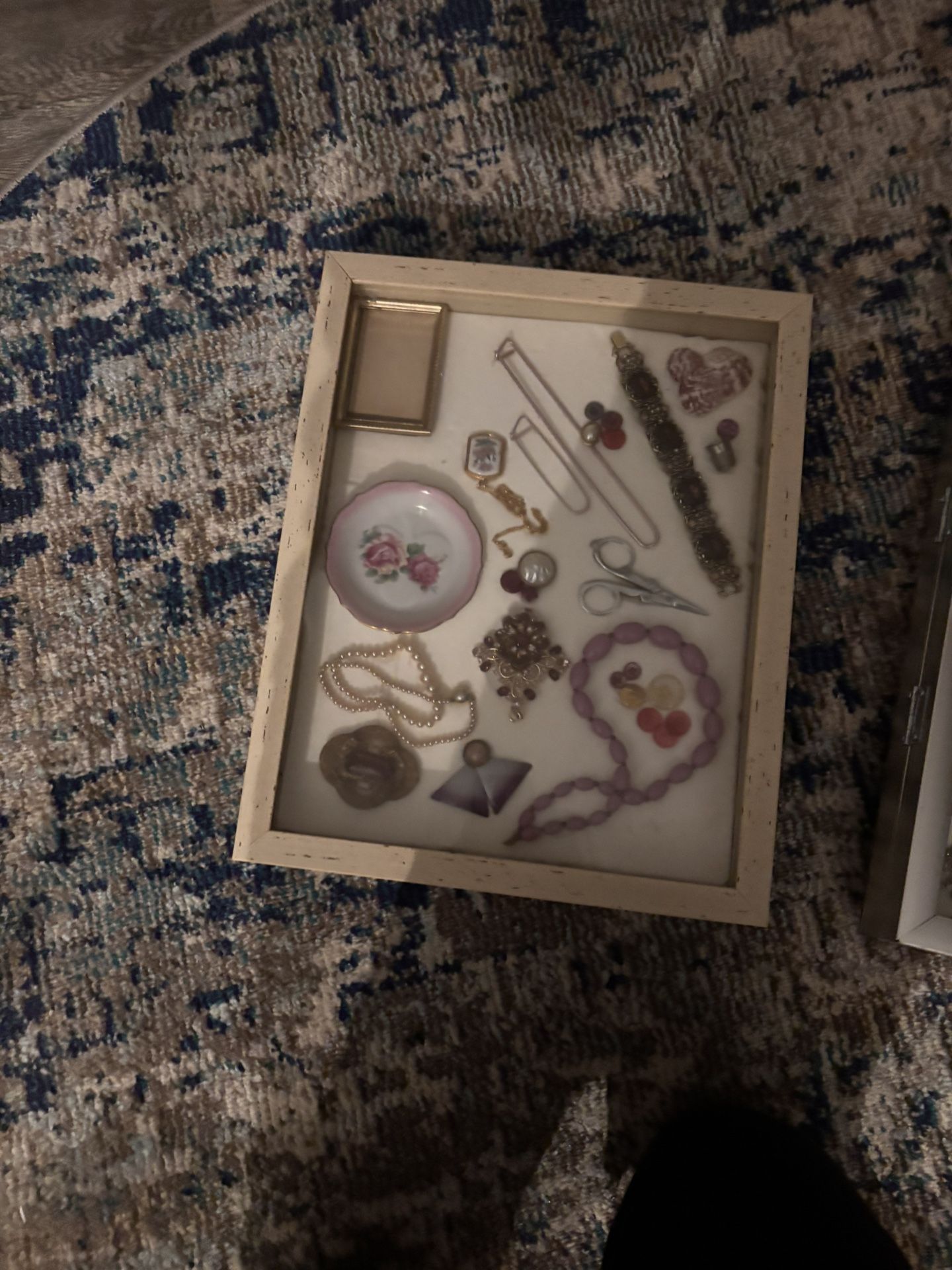 Vintage shadowbox with treasures