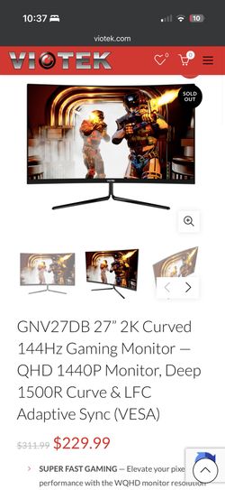 Viotek Curved Gaming Monitor 27” 1440p 144Hz