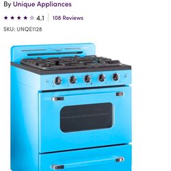 Classic Retro 30” 4 burner gas range stove with convection oven