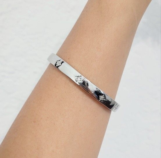 925 sterling silver Women's cuff bracelet Band Bangle Adjustable size