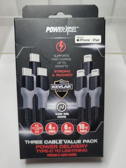 3 Pack USB-C Cable Fast Charger Cord for iPhone, iPad - 4 ft, 6 ft, 10 ft New