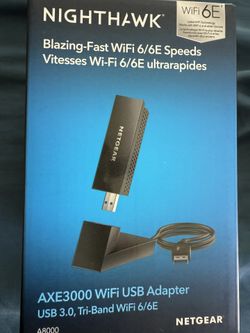 NETGEAR Nighthawk WiFi 6 or 6E USB 3.0 Adapter (A8000) - AXE3000 Tri-Band Wireless Gigabit Speed (Up to 3Gbps) - New 6GHz Band – Works with Any Router