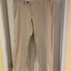 Indochino Mens Beige Off White Flat Front Cotton Chino Casual Pants Size 34 X 29