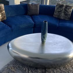 ROVE CONCEPTS OVAL RIVER STONE SILVER  COFFEE TABLE RARE