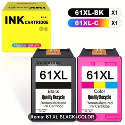 High-Yield 61XL Remanufactured Ink Cartridge Compatible with HP Envy & Deskjet Series - Black & Tri-Color, 0.68oz/0.57oz Ink Cartridges For Hp Printer
