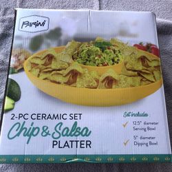 Chips and Salsa Ceramic Platter BRAND NEW UNOPENED