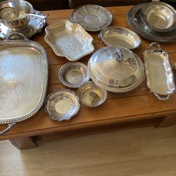 Misc Antiques, Silver Serving Items And China