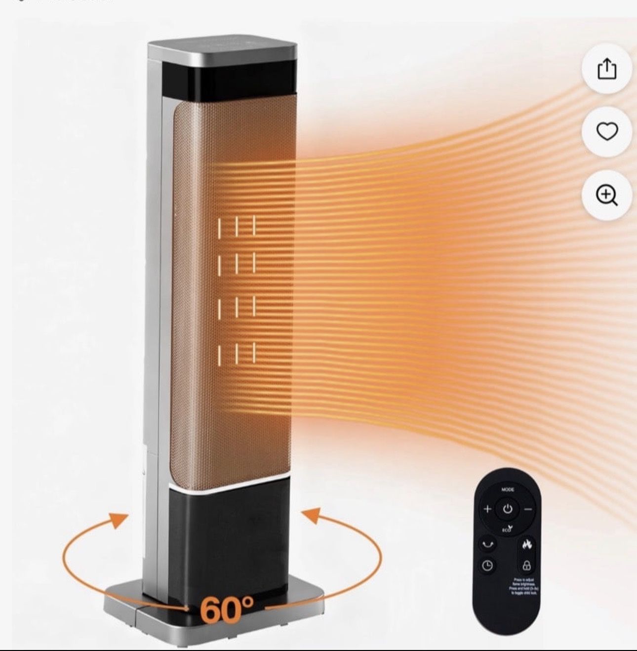 CONCETTA Portable Electric Heater, 25" Space Heater