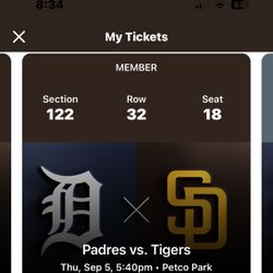 (2) Tickets Padres v Tigers 9/5