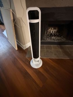 White Tower Fan with Digital Display