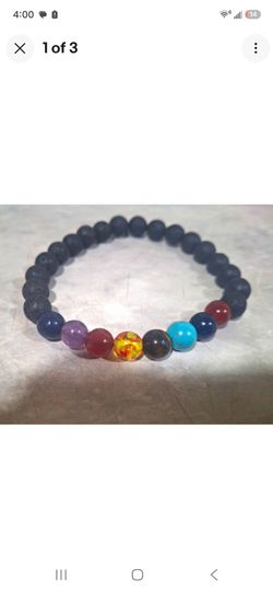 Beautiful Chakra healing  stones, Stretch Bracelet size large for men