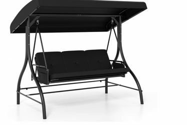 Patio swing with canopy fits 3 people and it converts to bed