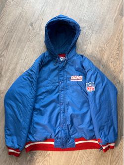 Vintage New York Giants Starter Jacket Mens Large Blue NFL Football Hooded 90s
