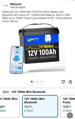 100% Brand New In Factory Sealed Box WattCycle 12V 100Ah Mini LiFePO4 Lithium Battery 100% Good