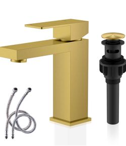Brushed Gold Bathroom Faucets, Modern Single Hole Lavatory Vanity Faucet, Single Handle Bathroom Sink Faucet Gold $45 I just have 1