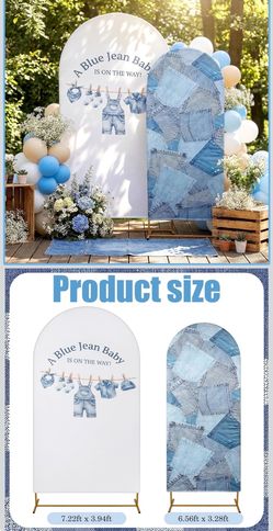 2 Set Blue Jean Baby Shower Arch Backdrop Cover