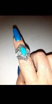 925.Silver. turquoise and blue topaz ring.size 7
