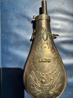 Brass US Eagle Embossed Powder Flask